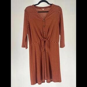 Stylish Striped Midi Dress with Tie Detail